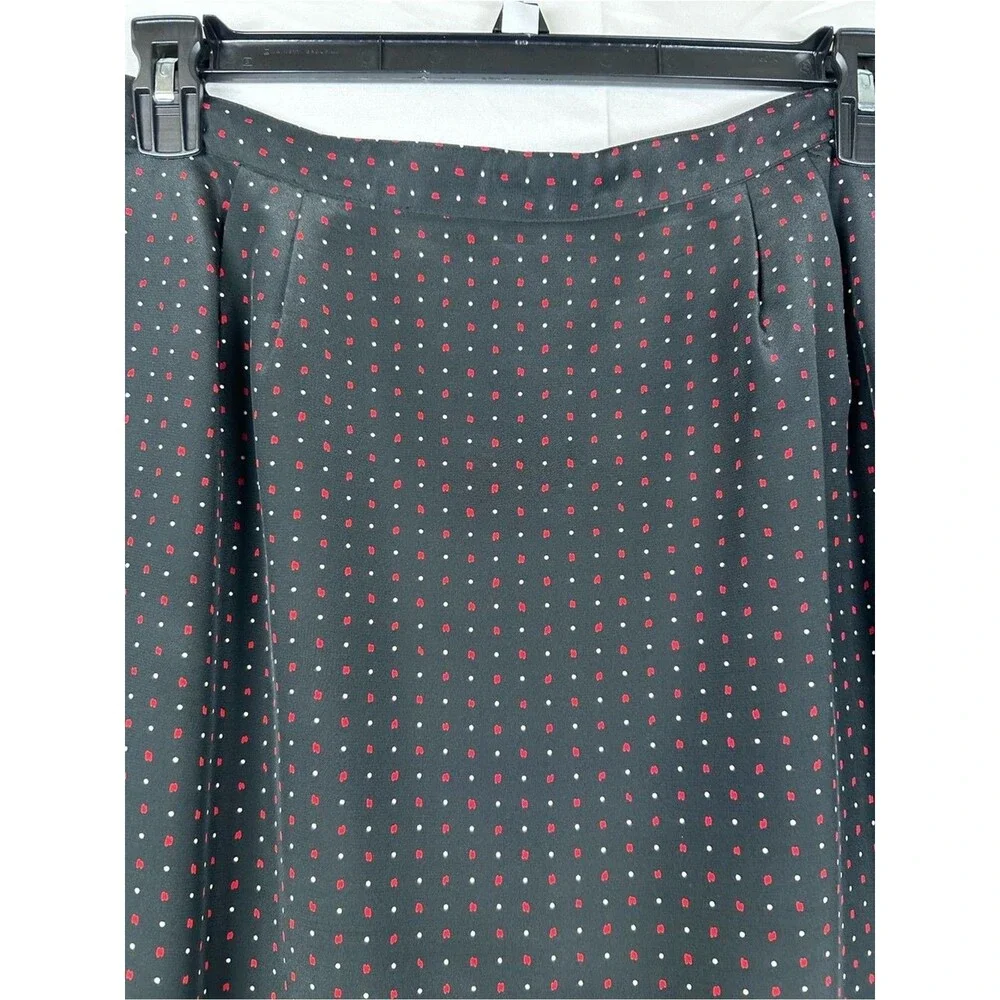 Kasper ASL Vintage Polka Dot Skirt Suit Size 14 Black Red Career Boss Lady